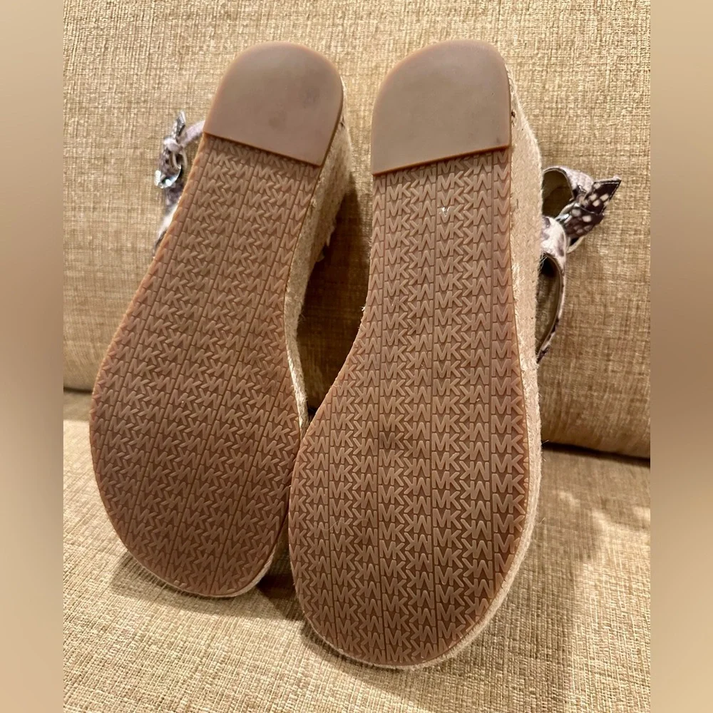 Michael Kors Snake Print Espadrille Wedge Sandals - Black and Cream - Picture 6 of 7